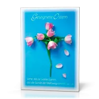 Doppelkarte Vogelhäuschen Ostern Tulpen