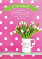 PK FROHE OSTERN - TULPEN IM KRUG - 12 STÜCK - POSTKARTE