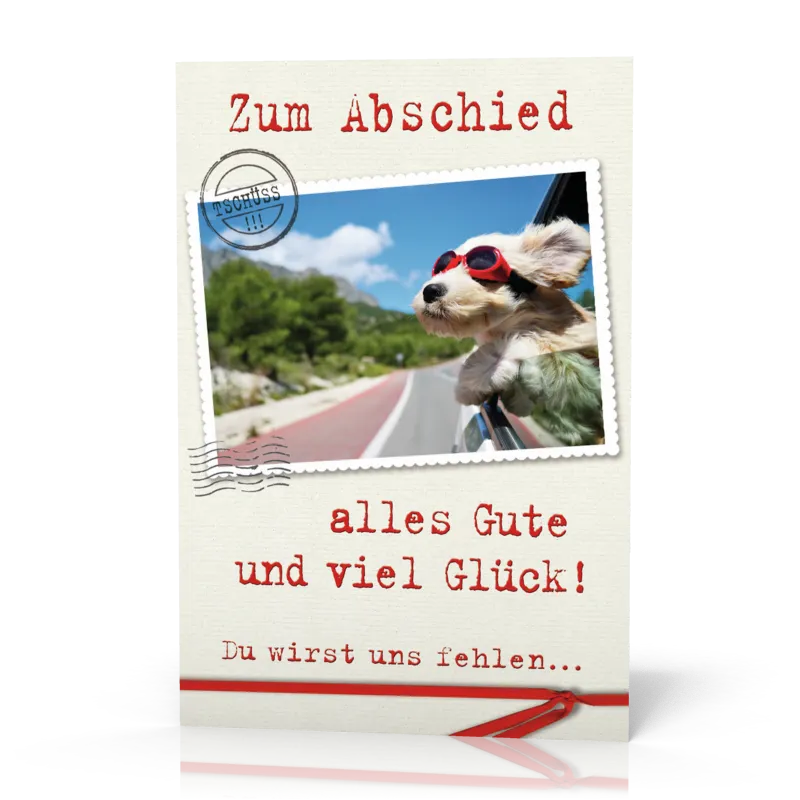 Doppelkarte Abschied Hund mit Brille PG11