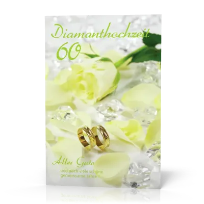 Doppelkarte Diamanthochzeit gelbe Rose PG11