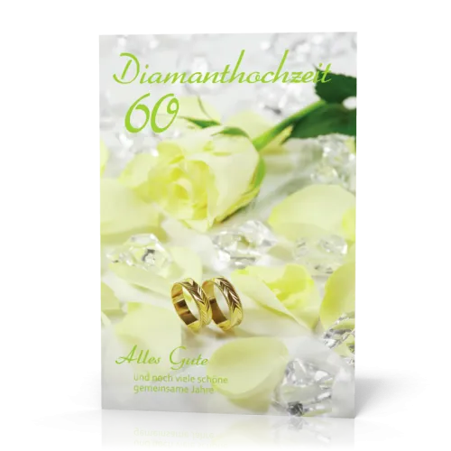 Doppelkarte Diamanthochzeit gelbe Rose PG11