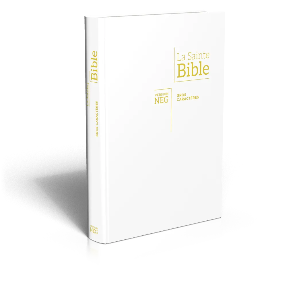 Bible Segond NEG, gros caractères, blanche - Couverture souple en Vivella, tranche or