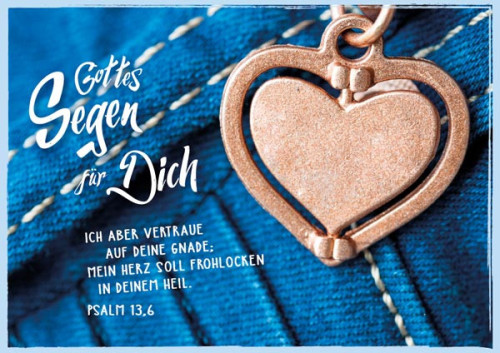 Doppelkarte Herzanhänger - Gottes Segen für dich - Ich aber vertraue auf deine Gnade; mein Herz...