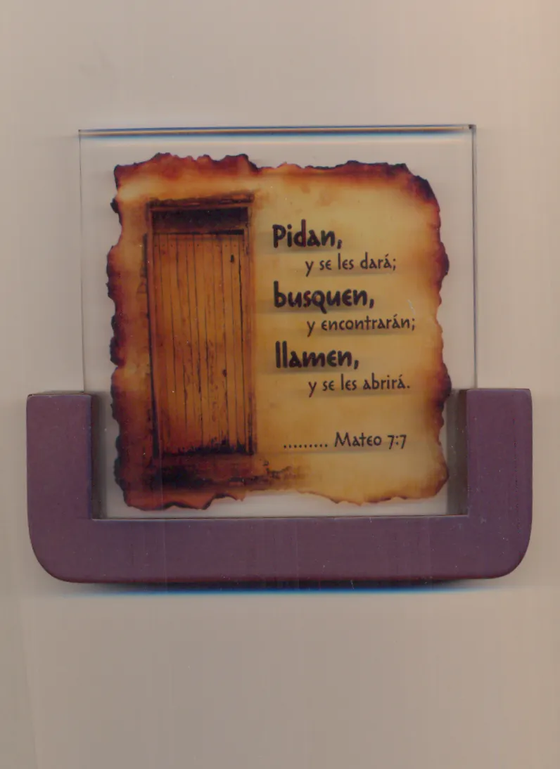 Plaque cristal "Pidan" - Mateo 7:7 (espagnol)