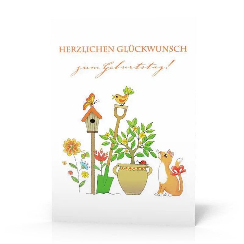 Doppelkarte Geb. Katze (grün) PG11