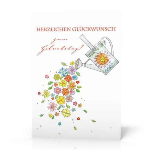 Doppelkarte Blümchen Giesskanne PG11