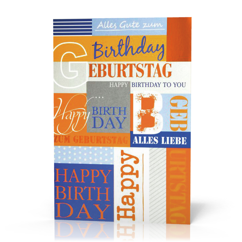 Doppelkarte Birthday orange-blau PG5