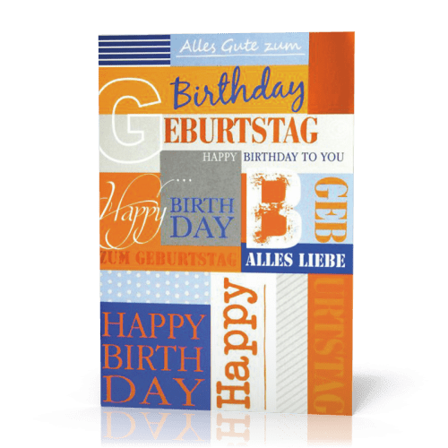 Doppelkarte Birthday orange-blau PG5