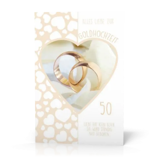 Doppelkarte Ringe im Herz gold PG11