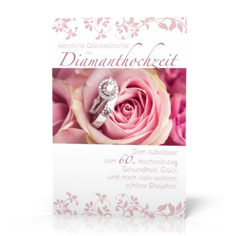 Doppelkarte Diamantringe + rosa Rose PG4