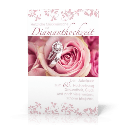 Doppelkarte Diamantringe + rosa Rose PG4