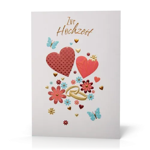 Doppelkarte Herzen Ringe PG6