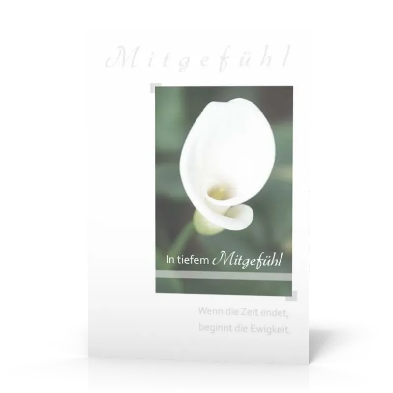 Doppelkarte Trauer Calla grüner Hintergrund PG4