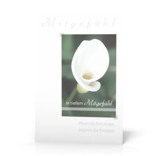 Doppelkarte Trauer Calla grüner Hintergrund PG4