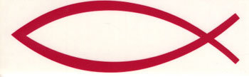 Ichthus autocollant pour voiture rouge, 14x7 cm