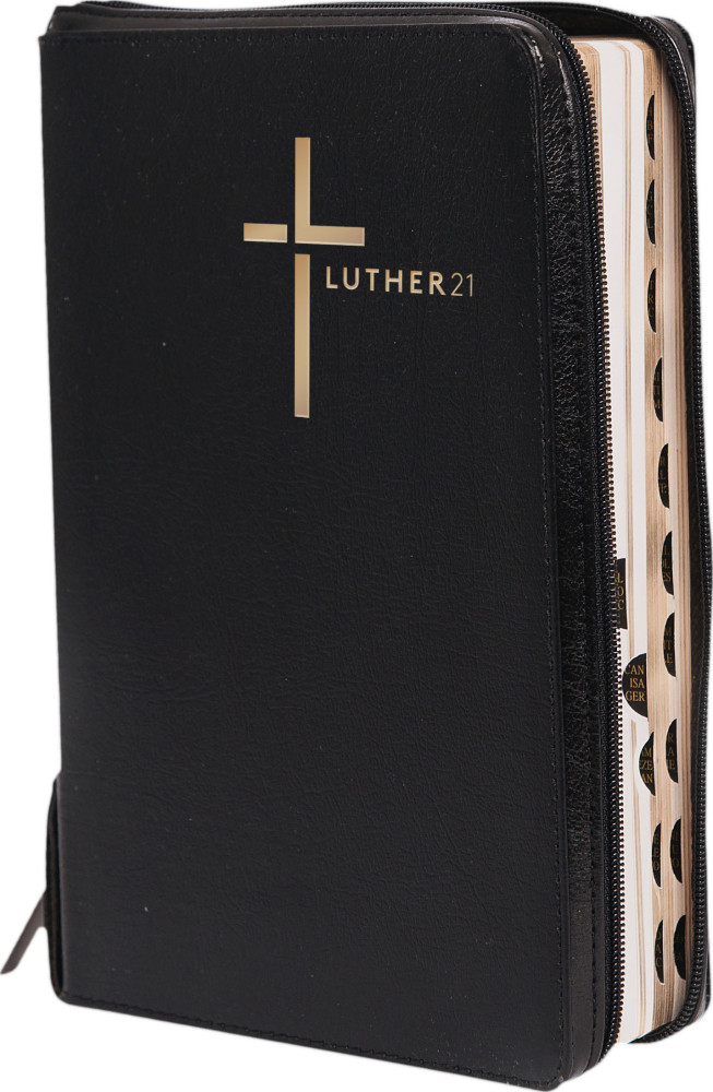 Luther21 - Taschenausgabe - Lederfaserstoff, schwarz, Goldschn. mit Register RV