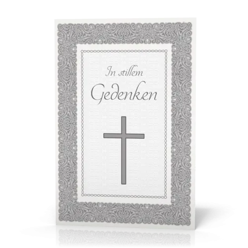 Doppelkarte Trauer Silbernes Kreuz