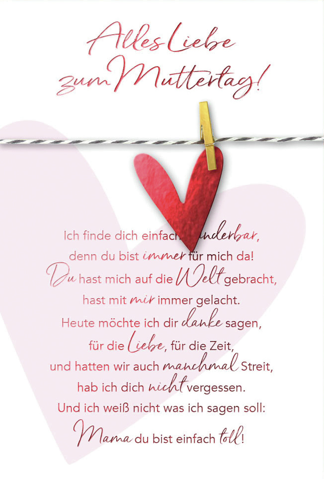 Doppelkarte Rotes Herz - Alles Liebe zum Muttertag