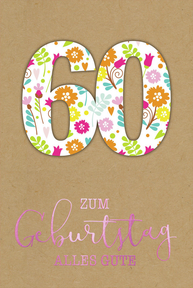 Doppelkarte 60 Bunte Blumen