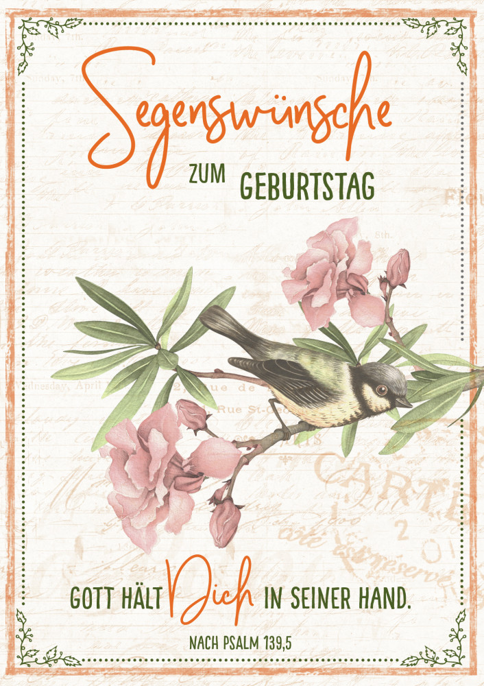 Doppelkarte Segenswünsche / Vogel