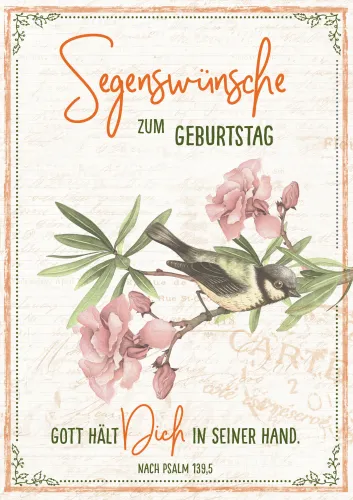 Doppelkarte Segenswünsche / Vogel