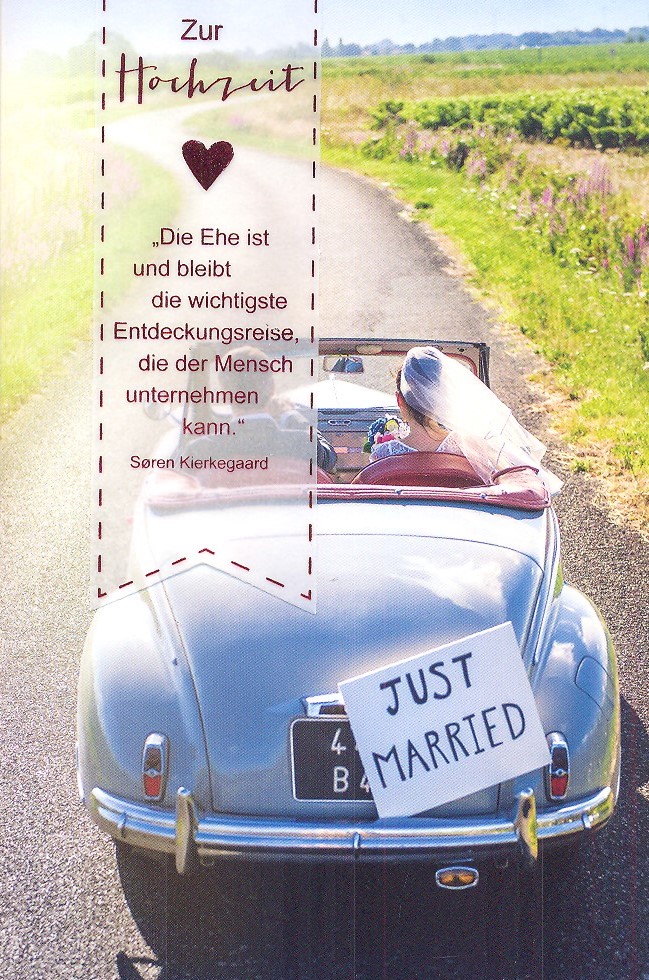 Faltkarte Hochzeit  Blaues Cabriolet