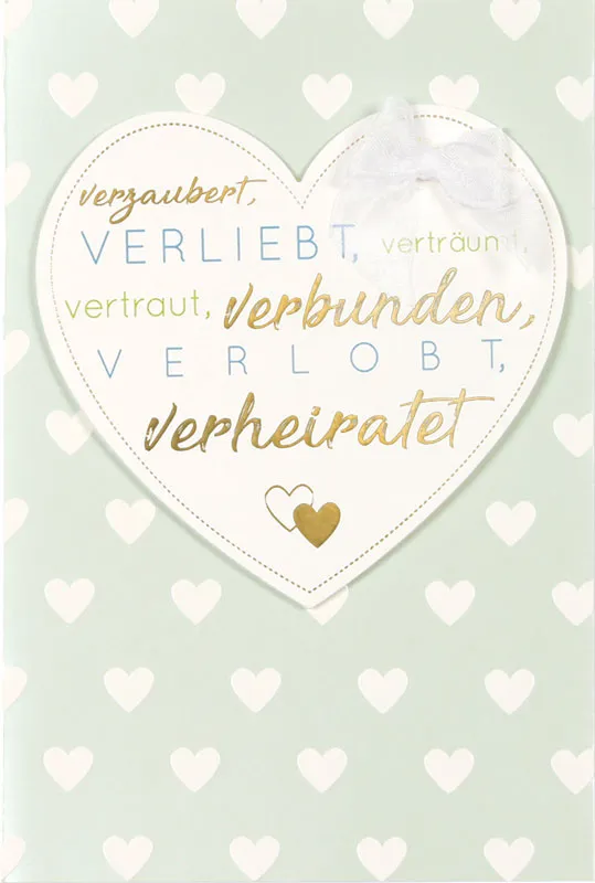 Doppelkarte Herz mit Satinschleife