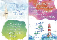 Minikarten Aquarell Baumwolle - Set mit 4 verschiedenen Motiven à 2 Stück