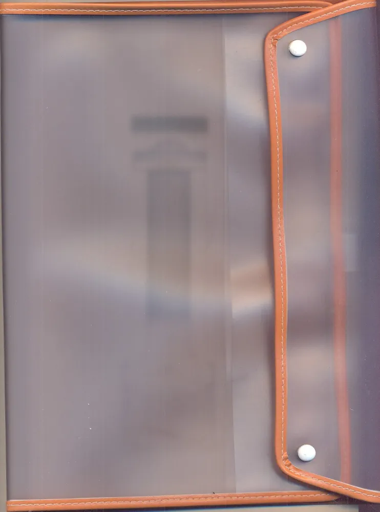 Kalos Plastikhülle Transparent/ORANGE, mit Druckknopf - 16x24x4cm