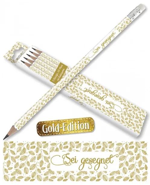 Bleistifte "Sei gesegnet" - Gold-Edition, 5er-Pack