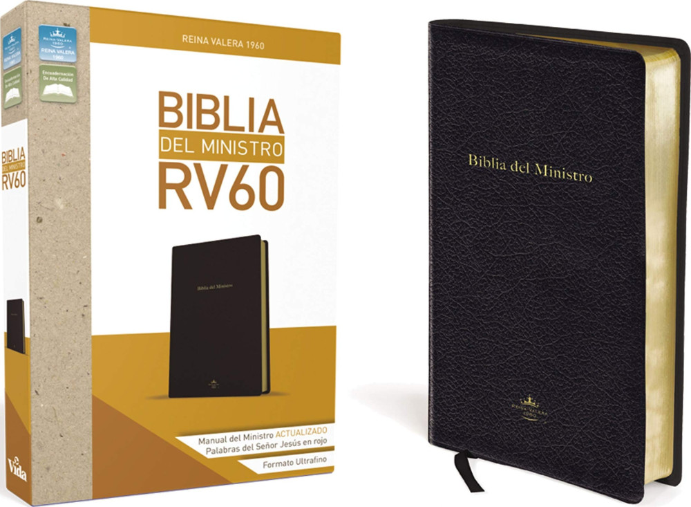 Spanischl, Bibel Reina Valera 1960, Biblia del Ministro, Goldschnitt, Leder, schwarz