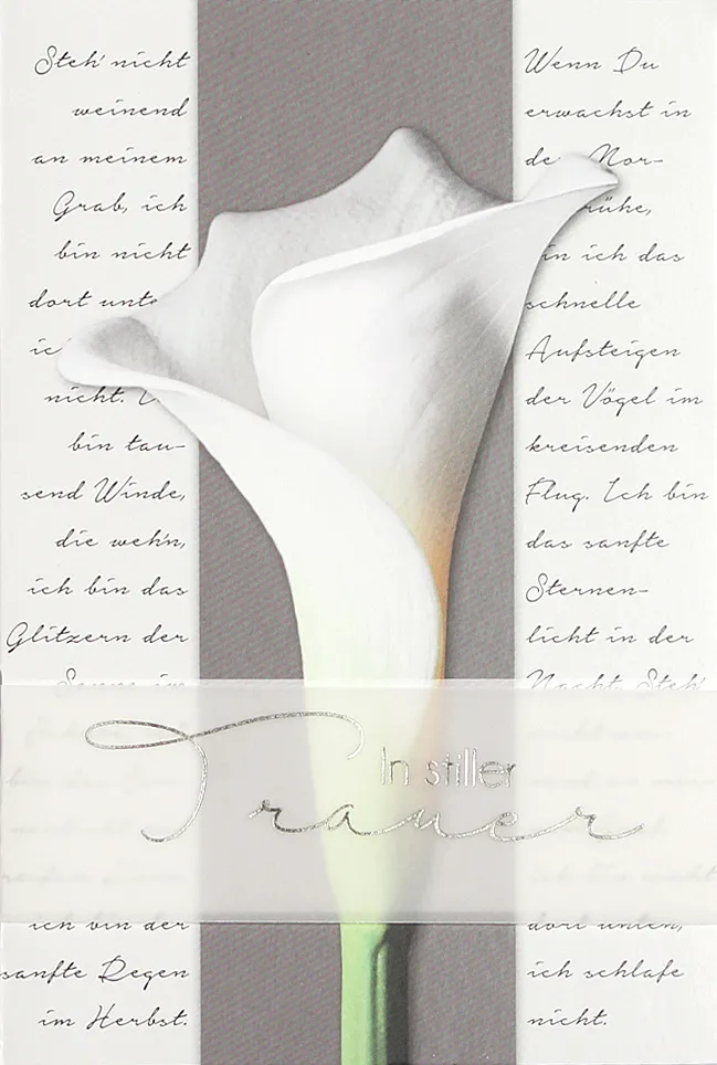 Doppelkarte Trauer Weisse Calla