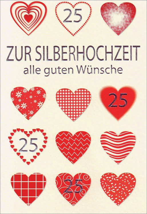 Doppelkarte 25 Herzen