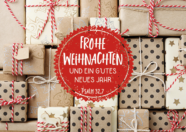 Postkarte Weihnachten Viele Weihnachtspäckchen - 12 Stück pro Päckchen