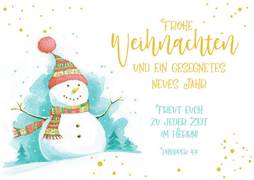 Postkarte Weihnachten Schneemann GF - 10 Stück pro Päckchen