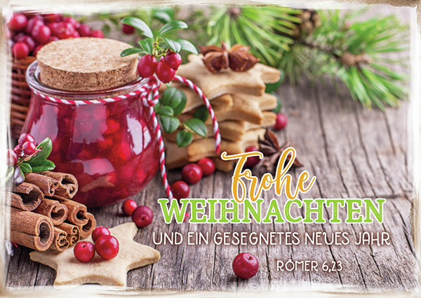 Postkarte Weihnachten Einmachglas - 12 Stück pro Päckchen