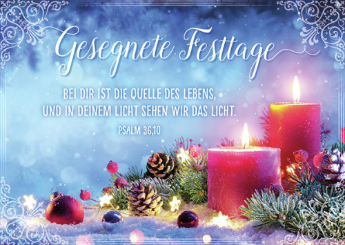 Postkarte Weihnachten Zwei Stumpenkerzen