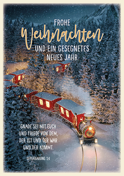 Doppelkarte Weihnachten Lokomotive