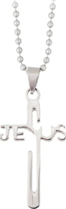 Kreuz - Kette mit Anhänger (Schriftzug Jesus)
Edelstahl