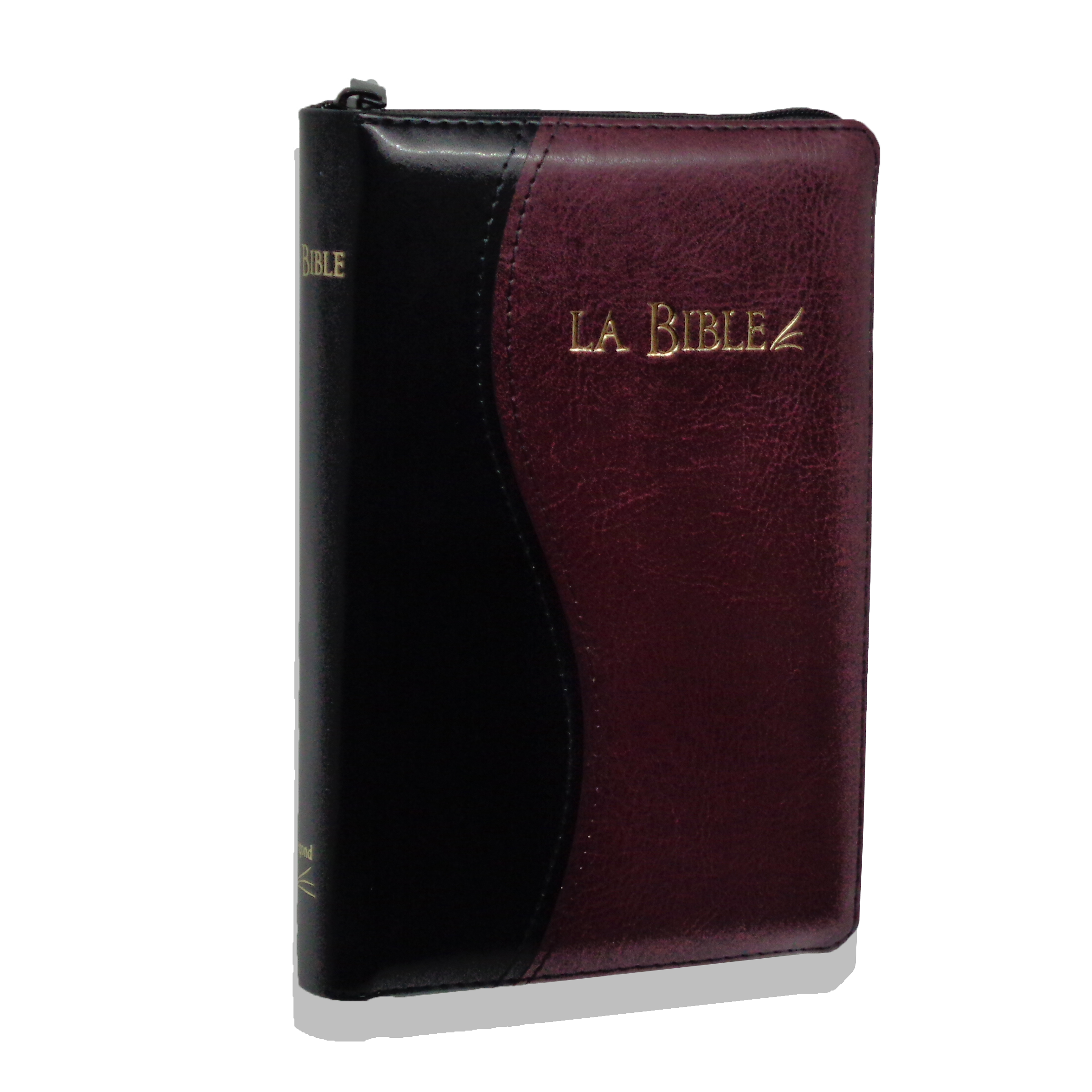 Bible Segond 21 compacte, duo noir bordeaux - couverture souple, vivella, avec zipper et tranches or