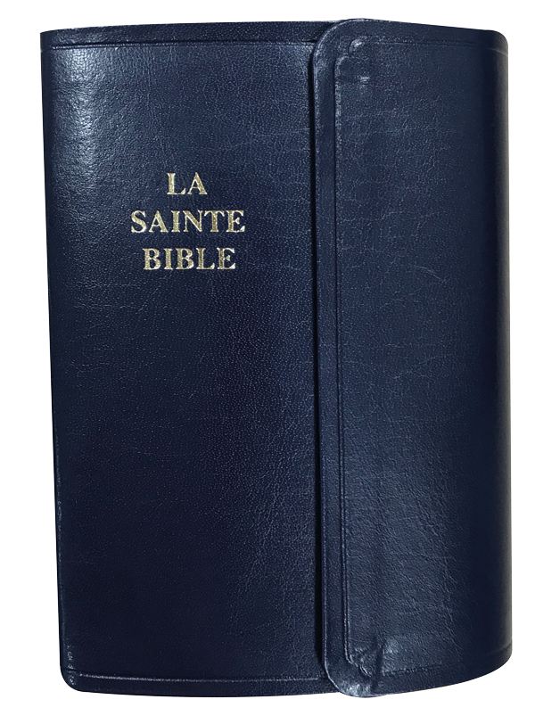 Bible Segond 1910, poche, similicuir marine, fermeture à pression