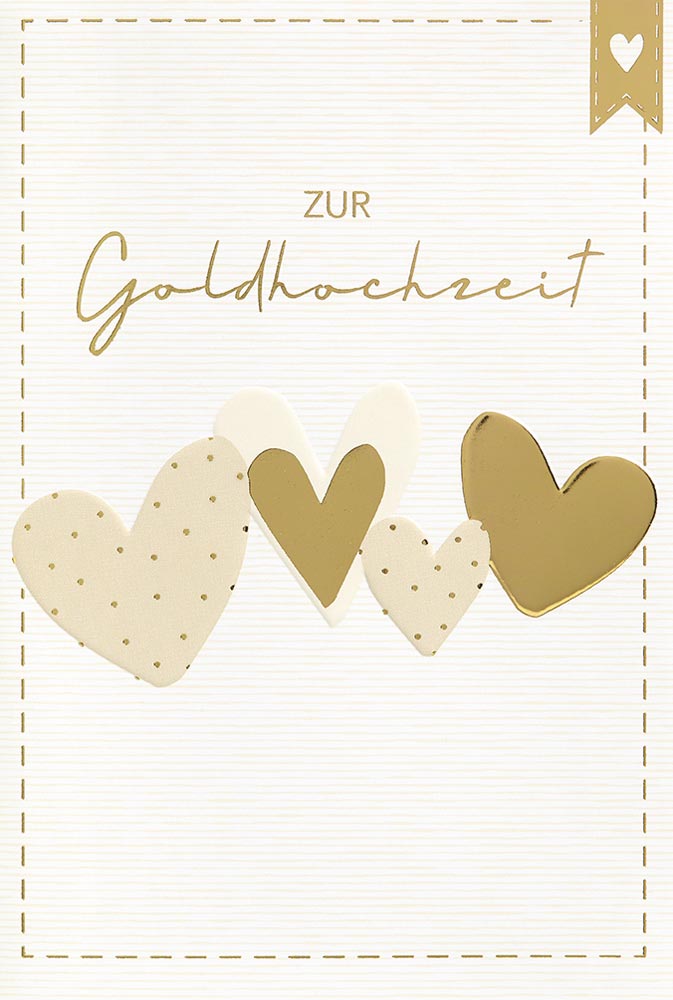 Doppelkarte Zur Goldhochzeit / Herzen