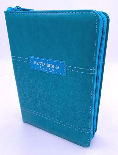 Spanisch, Bible Reina Valera 1960, Grossschrift, Griffregister, Reissverschluss, Kunstleder, türkis