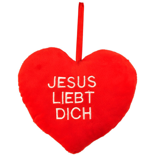 Jesus liebt Dich (Plüsch-Herz) - Herz-Kissen zum Kuscheln oder als Dekoration