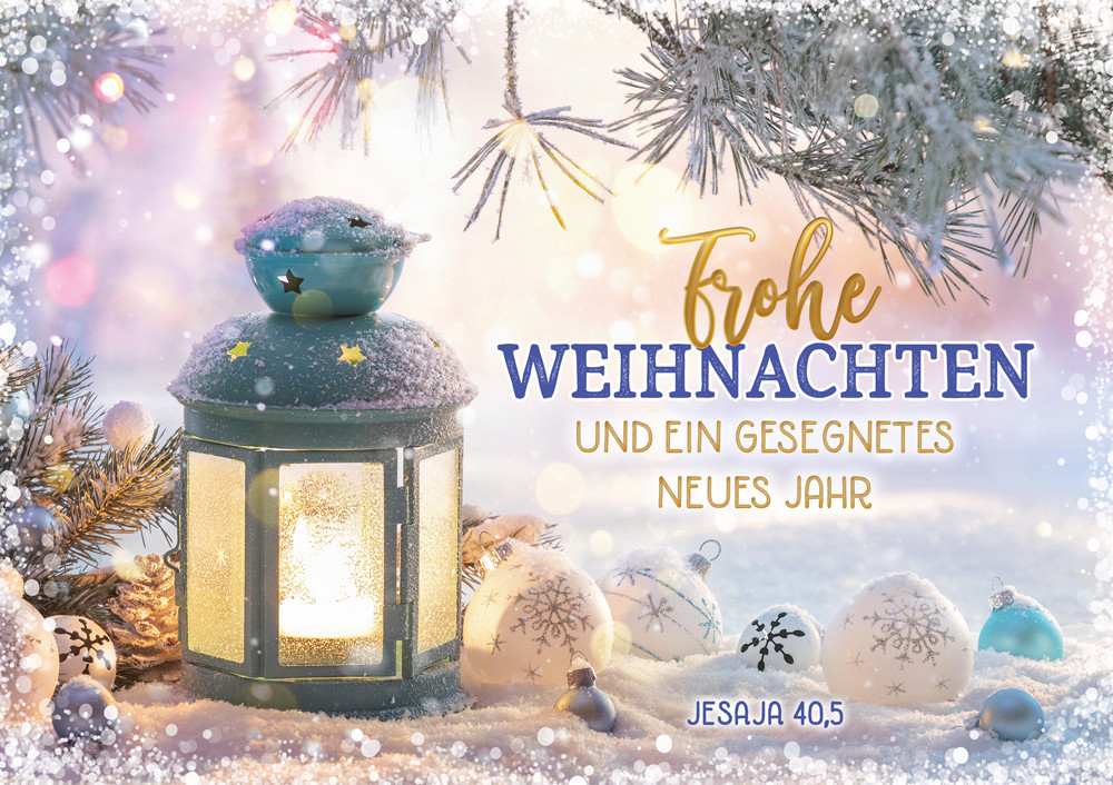 Doppelkarte Weihnachten Silbernes Metallwindlicht