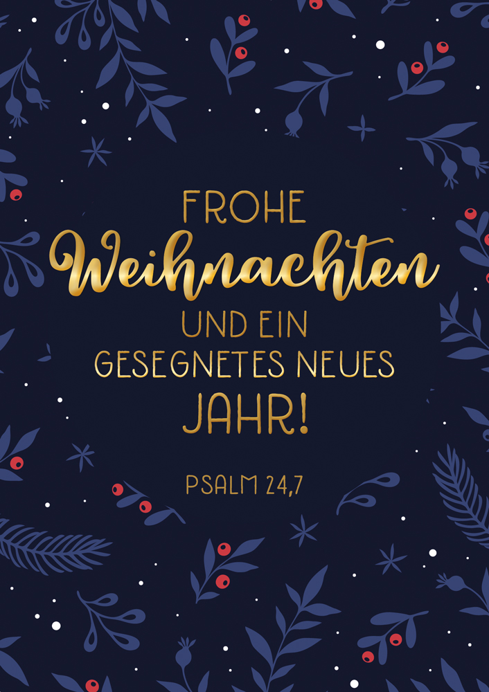 Doppelkarte Weihnachten Blaue Karte Gold GF