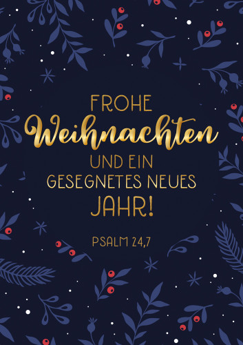 Doppelkarte Weihnachten Blaue Karte Gold GF