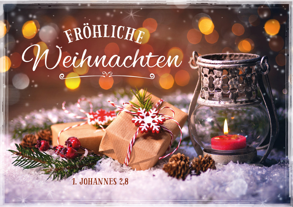 Postkarte Weihnachten Päckchen im Schnee - 10 Stück pro Päckchen