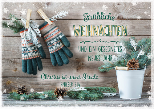 Postkarte Weihnachten Norweger Handschuhe - 10 Stück pro Päckchen