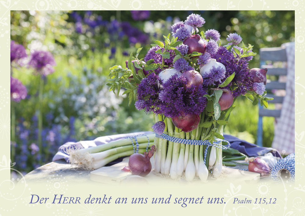 Postkarte Der HERR denkt an uns / Garten - 10 Stück pro Päckchen